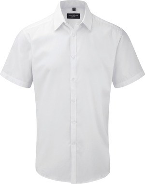 Russell Collection RU963M - Mens Short Sleeve Herringbone Shirt